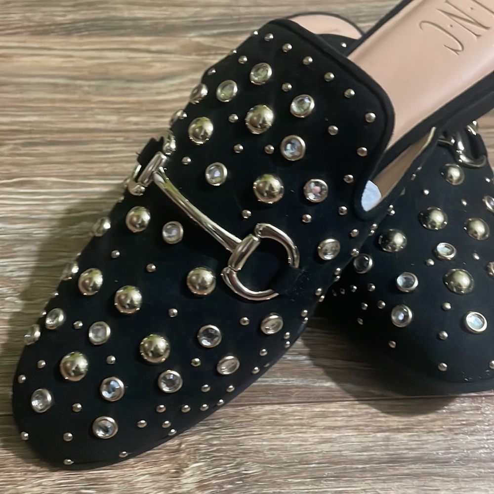 Flat embellished open back loafers - Picture 2 of 4